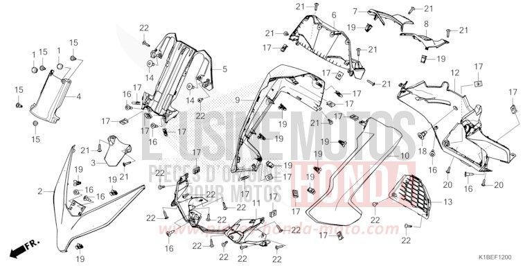 FRONT COVER/METER PANEL for Forza 350 MAT PEARL PACIFIC BLUE (PB397) from 2024